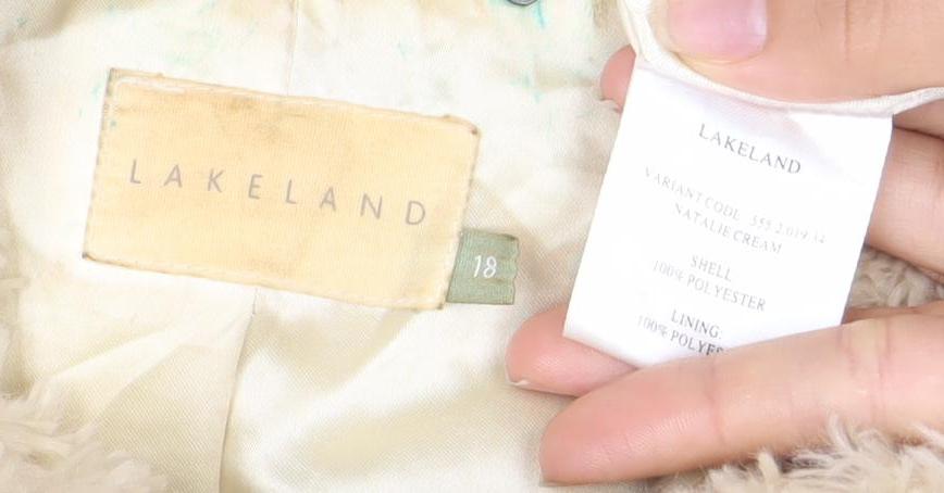 Lakeland Women Ivory Faux Fur Mid-Length Coat Size 18