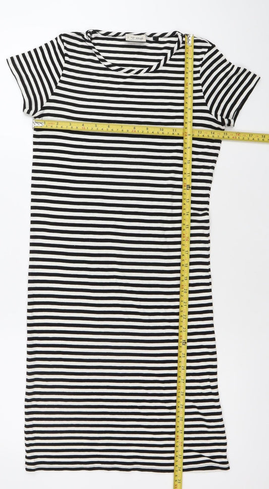 Next Teens Black White Striped T-Shirt Dress Size 12-14