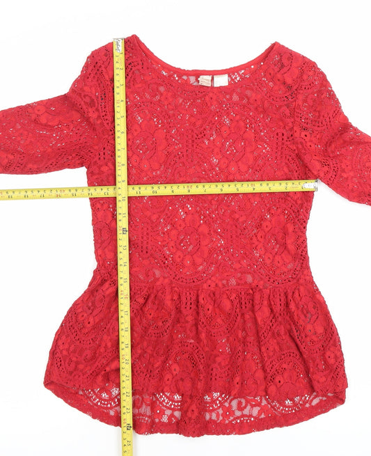 Womens UK Size S H&M Red Tunic Blouse