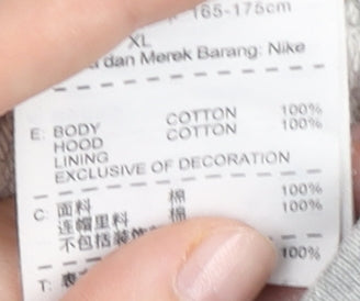 Nike Womens Grey & Black Full Zip Hoodie Size 12 UK Cotton