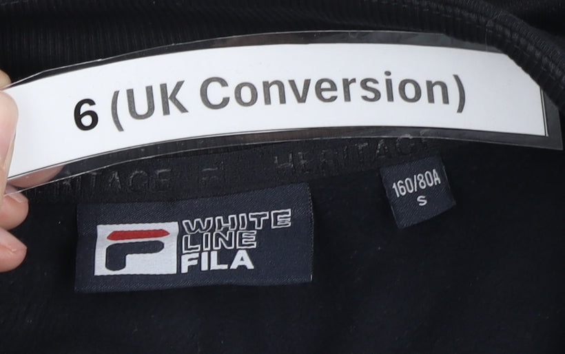 Fila Women Black Size 6 Track Jacket Full Zip Sportswear