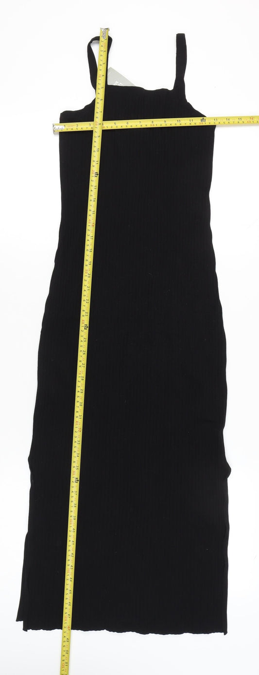 H&M Women’s Black Midi Slip Dress Size S Lyocell Blend