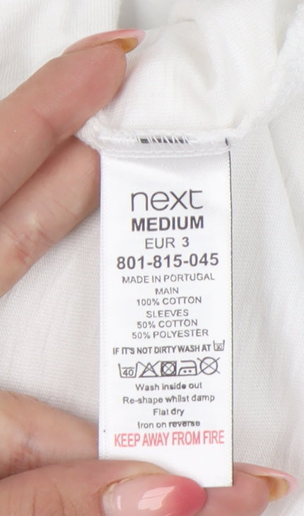 Next Men’s Slim Fit White Green Raglan Short Sleeve T-Shirt Size M