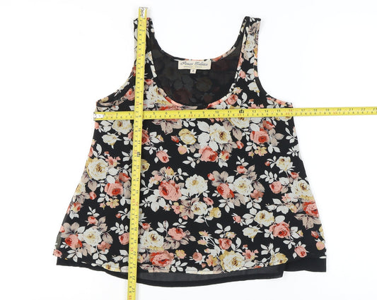 Parisian Collection Womens Black Floral Camisole Tank Top Size 8