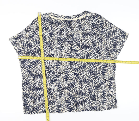 Maine New England Womens Blue Floral T-Shirt Size 24 Cotton