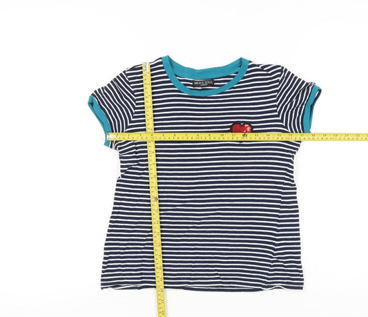 Womens UK Size XS Brave Soul Blue Basic T-Shirt