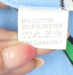 Fight the Wolf Men’s Blue Striped Polo Shirt XL Cotton Blend