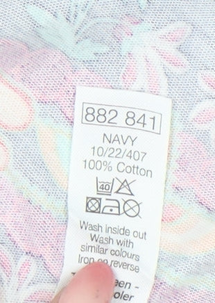 M&Co Women’s Blue Floral Tunic Blouse Size 14 Cotton Sleeveless