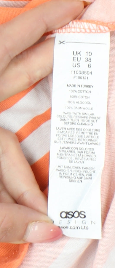 Womens UK Size 10 ASOS Design Orange Basic T-Shirt