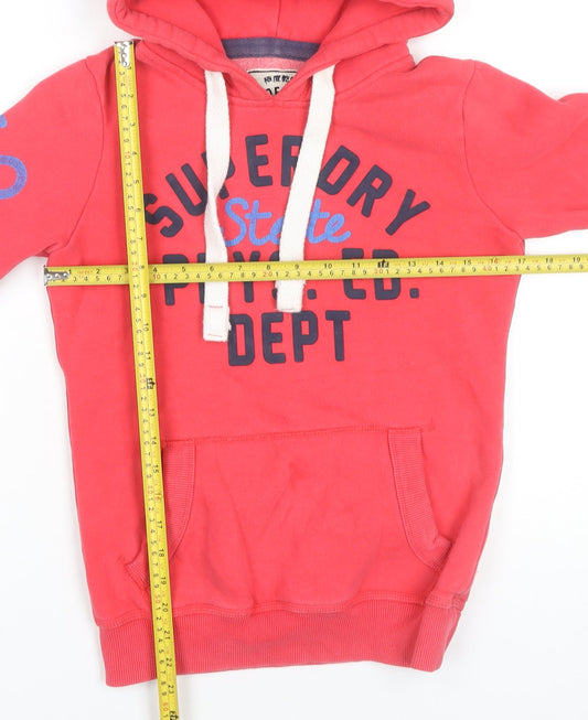 Superdry Women's Pink Hoodie XS Graphic Pullover Casual Cotton Blend