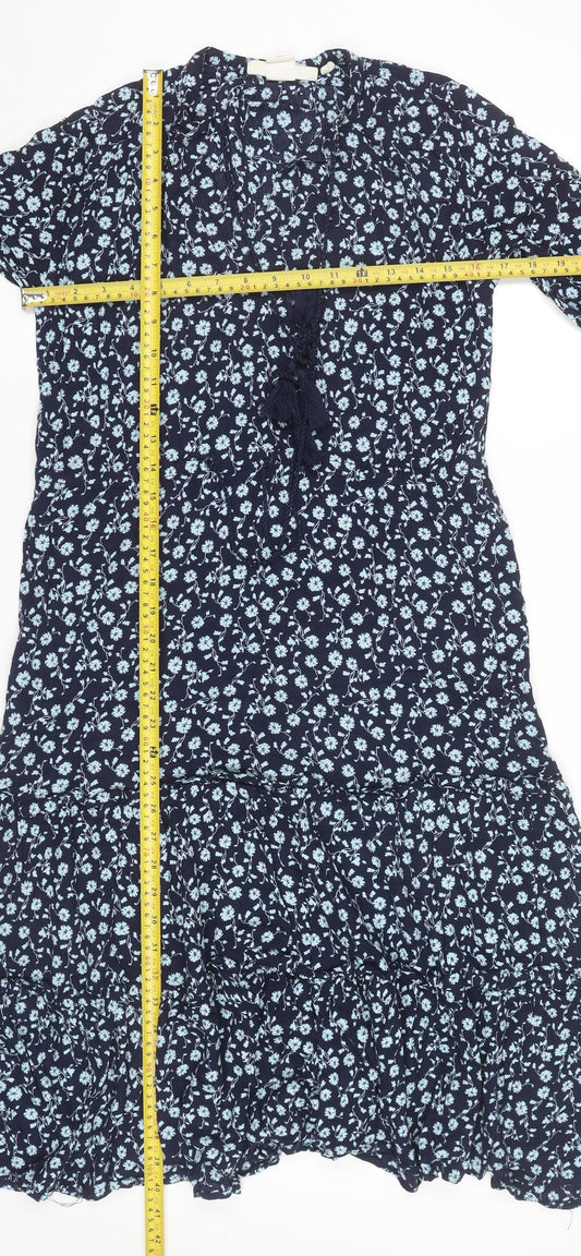 H&M Women’s Blue Floral Midi Maxi Dress Size 8 Boho Viscose