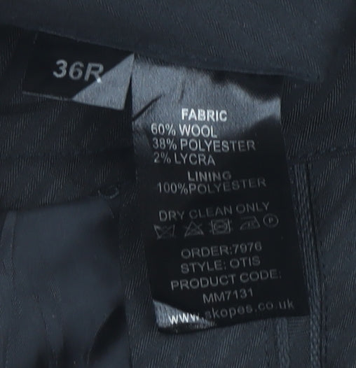 Skopes Mens Black Classic Fit Wool Blend Dress Pants Trousers 36R