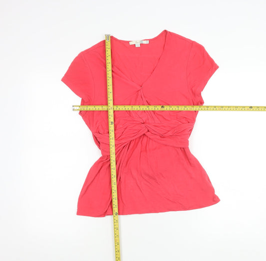 Boden Womens Pink Petite Size 12 Wrap Jersey Blouse Top