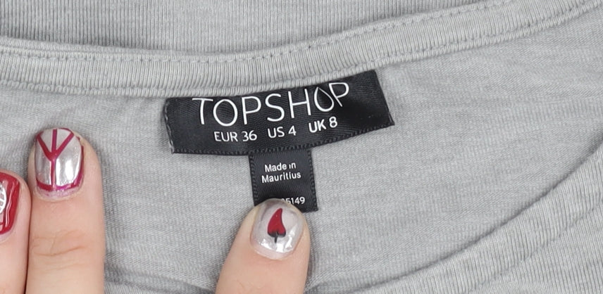 Womens UK Size 8 Topshop Grey Tunic Blouse