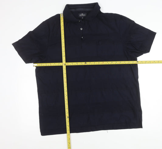 Blue Harbour Mens XL Navy Striped Cotton Polo Shirt