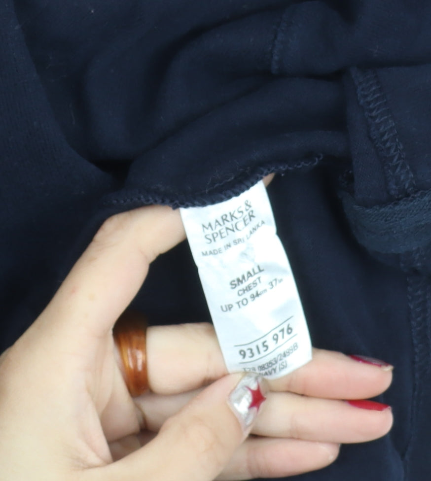 Marks and Spencer Men’s Blue Long Sleeve Polo Shirt Small Cotton