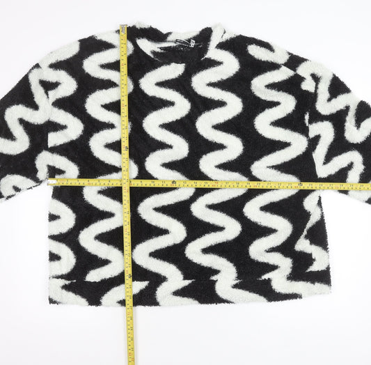 ASOS DESIGN Women’s Black White Fleece Pullover Jumper Size 18 Tall