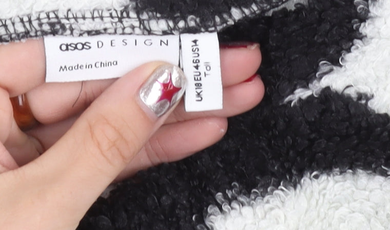 ASOS DESIGN Women’s Black White Fleece Pullover Jumper Size 18 Tall