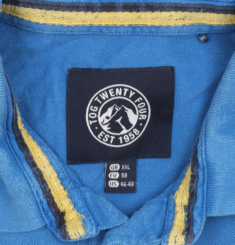 TOG24 Men's Blue 2XL Cotton Polo Shirt Short Sleeve Casual