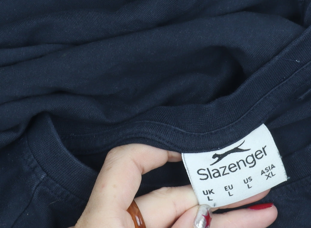 Slazenger Men's Blue Cotton Crew Neck Short Sleeve T-Shirt Size L