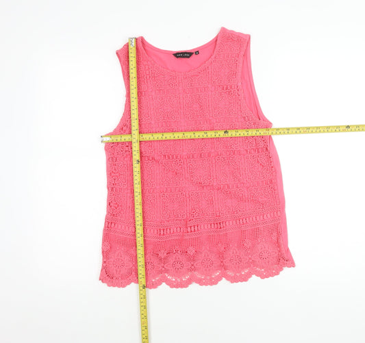 New Look Women’s Pink Lace Tank Top Size 12 Round Neck