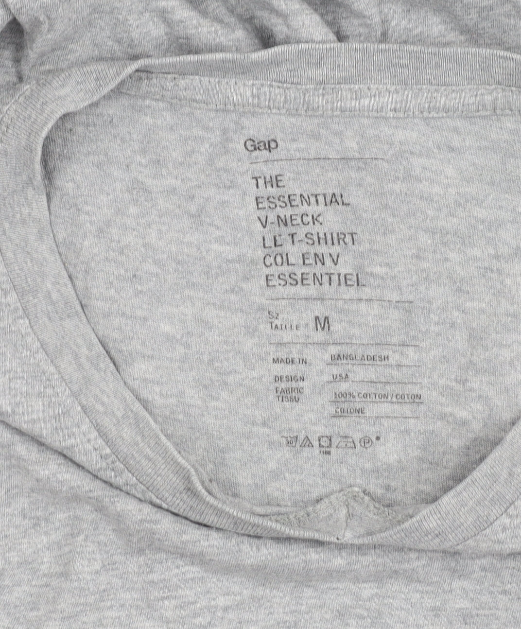 Gap Women’s Grey V-Neck Short Sleeve Cotton T-Shirt Size M