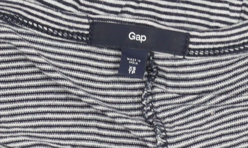 Gap Womens XS Black Striped Scoop Neck Long Sleeve Jersey Top