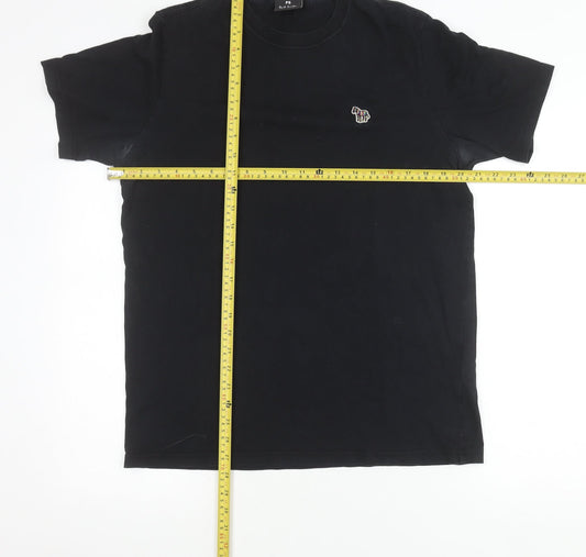 Paul Smith Men’s Black Organic Cotton Zebra Logo T-Shirt L