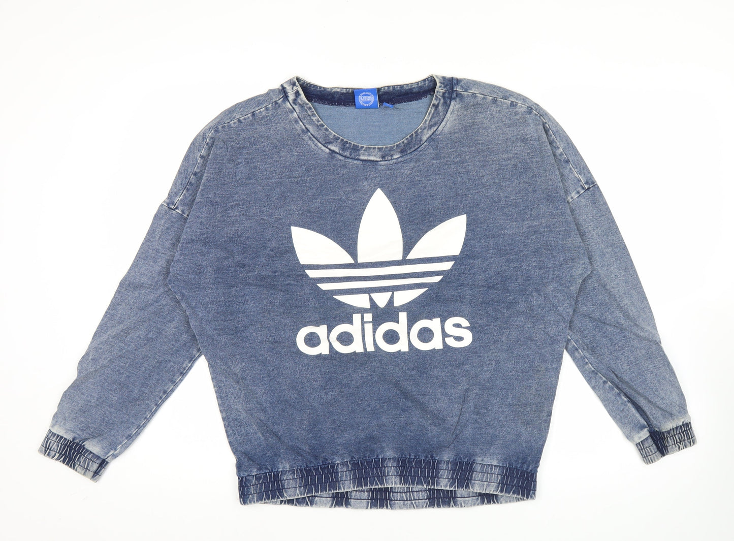 Adidas Womens Blue Size 16 Pullover Sweatshirt Crew Neck Logo Jumper