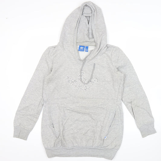 Additional front view of Adidas Women’s Grey Hoodie, size UK 8, UK Pullover Hooded Sweatshirt