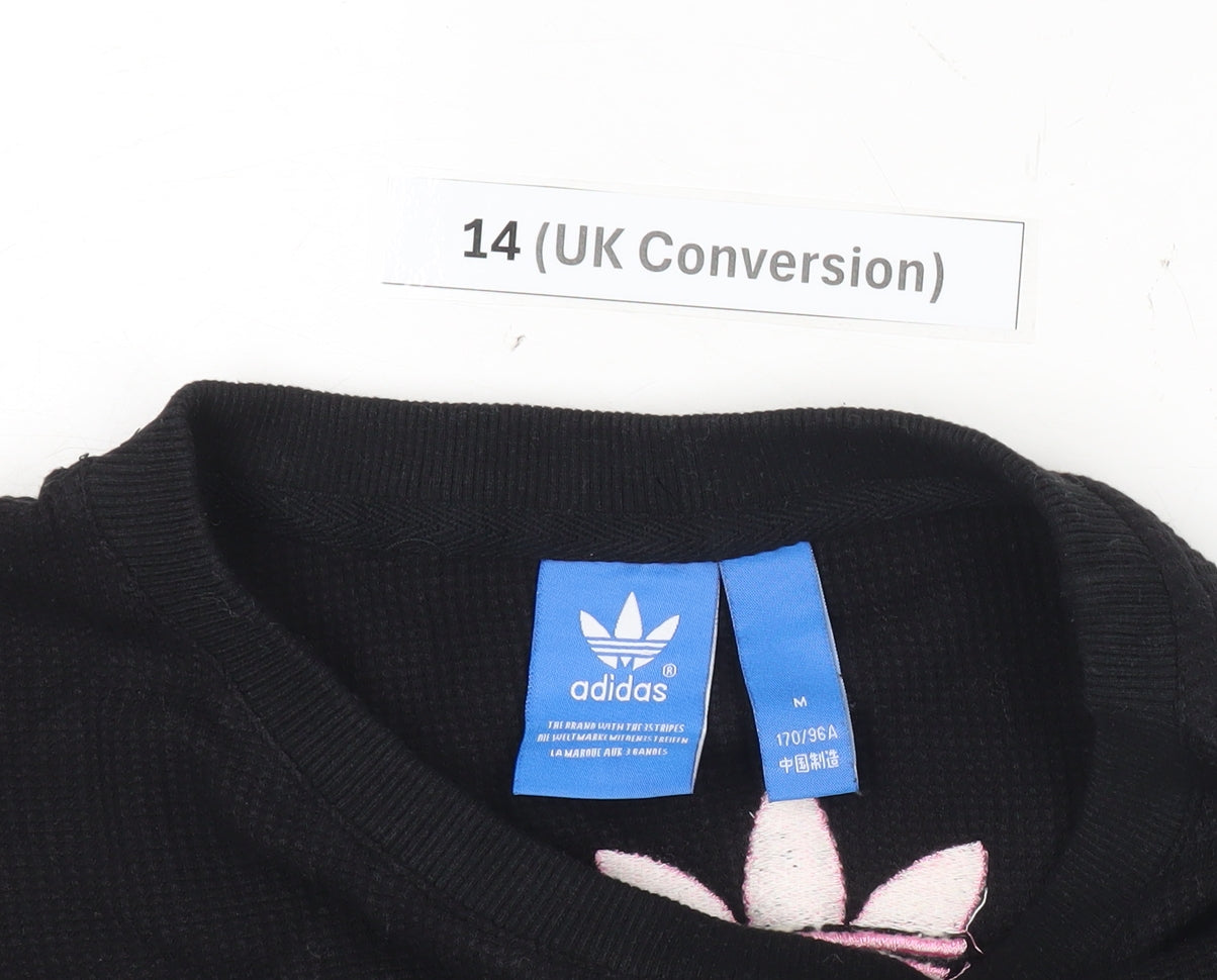 Adidas Womens Black Sweatshirt Size 14 UK Logo Graphic Pullover
