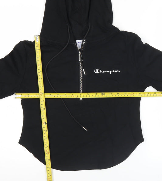 Champion Womens Black Large Hoodie Sweatshirt Long Sleeve Zip