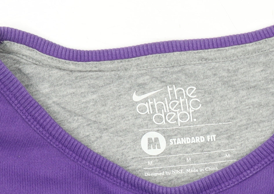 Nike Womens Purple Crew Neck Sweatshirt M Cotton Graphic Print