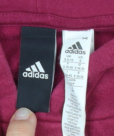 Adidas Womens Burgundy Pullover Hoodie Size S 8-10 Long Sleeve Sportswear
