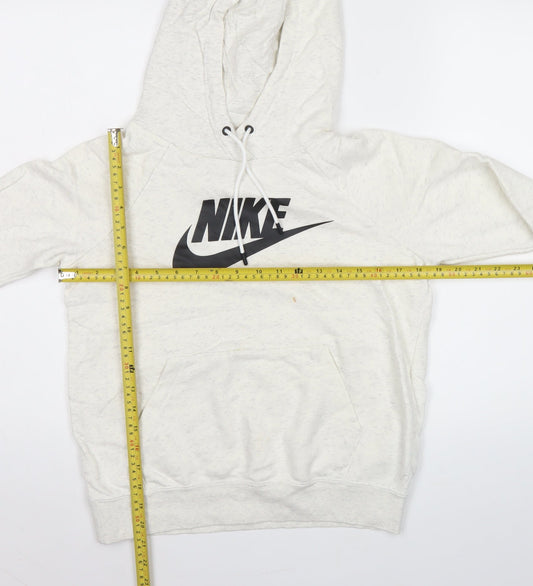 Nike Women’s White Pullover Hoodie Small Cotton Blend Logo Print