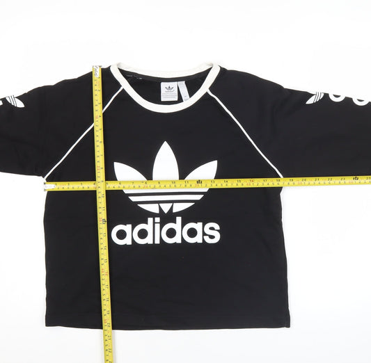 Adidas Women Black M Sweatshirt Logo Print Long Sleeve Pullover