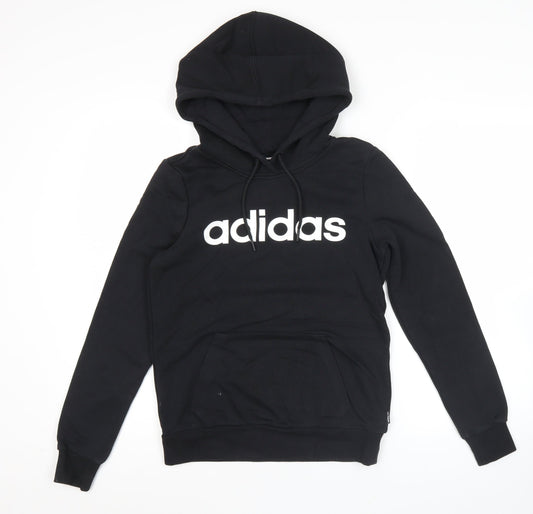 Additional front view of Adidas Neo Women's Black Pullover Hoodie, size 8, Logo Hooded Sweatshirt