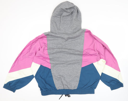 Nike Womens Grey Pink Colourblock Hoodie Sweatshirt M
