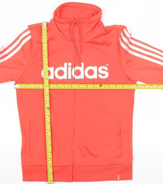 Adidas Womens Red Track Jacket Size 8 Full Zip Sportswear