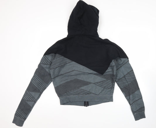 Nike Womens Black Grey Full Zip Hoodie Size 10 Sportswear Cotton