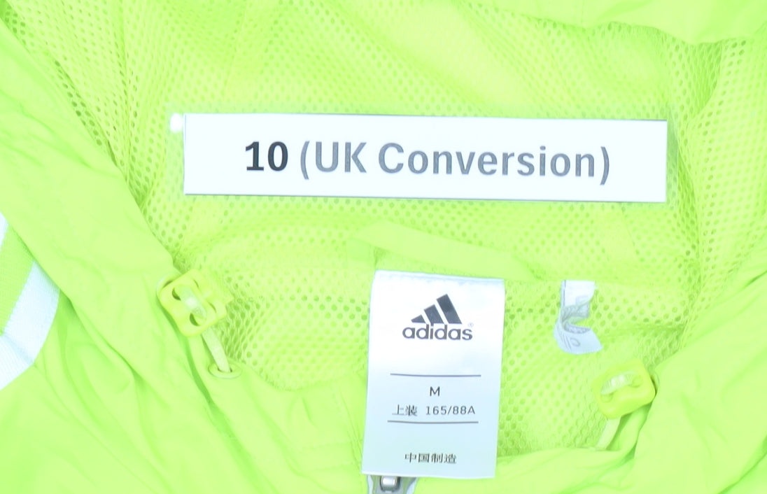 Adidas Womens Yellow Windbreaker Jacket UK 10 Hooded Lightweight
