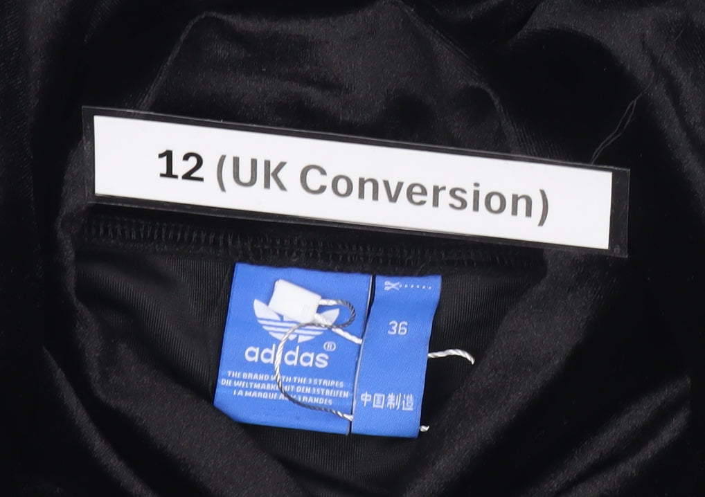 Adidas Womens Black Velour Hoodie UK 12 Pullover Logo Hooded Sweatshirt