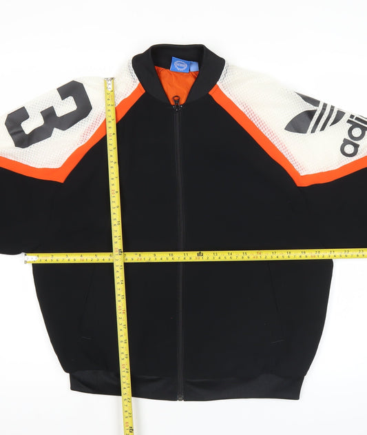 Adidas Mens Black XS Track Jacket Sports Logo Colourblock Zip