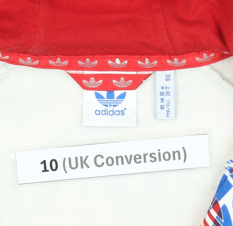 Adidas Womens Red Union Jack Zip Hoodie Size 10 UK Cotton Blend
