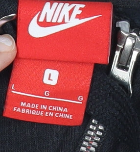 Nike Women’s Black Full Zip Hoodie Sweatshirt Size L Cotton Blend