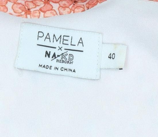 NA-KD Women’s Pink Floral Maxi Dress Size 12 Scoop Neck Lined