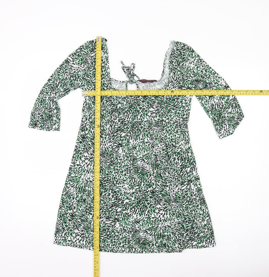 Miss Selfridge Womens Green Animal Print Tunic Blouse Size 10