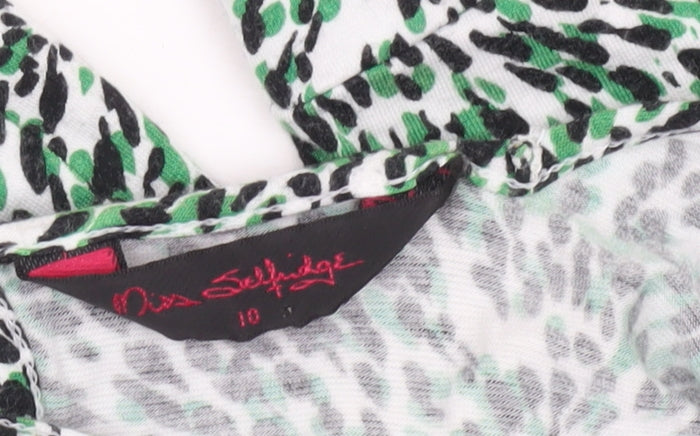 Miss Selfridge Womens Green Animal Print Tunic Blouse Size 10