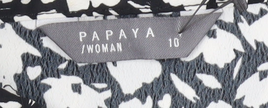 Papaya Women’s Black White Floral Smock Dress Size 10