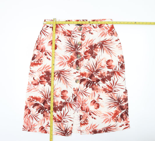 George Womens Tropical Floral Button Skirt Size 18 Linen Blend